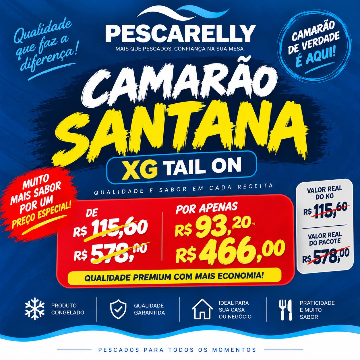 CAMARÃO SANTANA XG DESCASCADO EVISCERADO TAIL ON 5KG